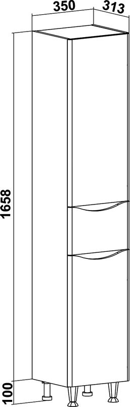 Шкаф пенал для ванной Runo Афина 35 R, цемент
