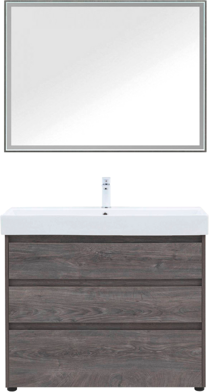 Мебель для ванной комнаты Aquanet Nova Lite 100 напольная, дуб рошелье, 3 ящика