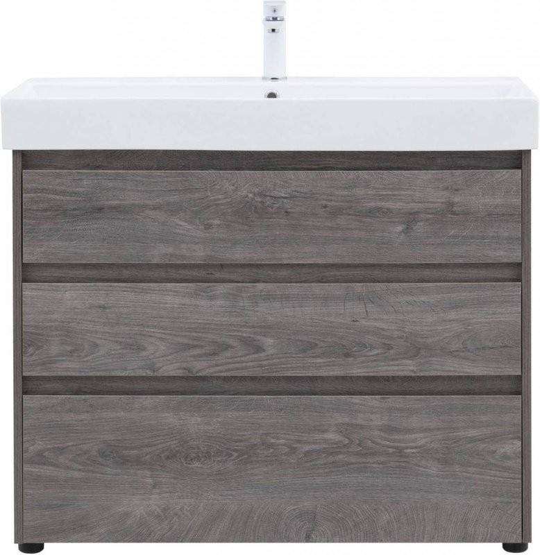 Мебель для ванной комнаты Aquanet Nova Lite 100 напольная, дуб рошелье, 3 ящика