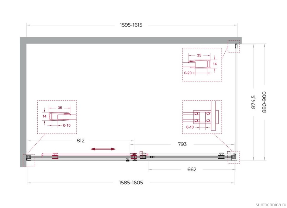 Душевой уголок BelBagno Soft Close-2 AH-1-160/90-C-Cr профиль хром