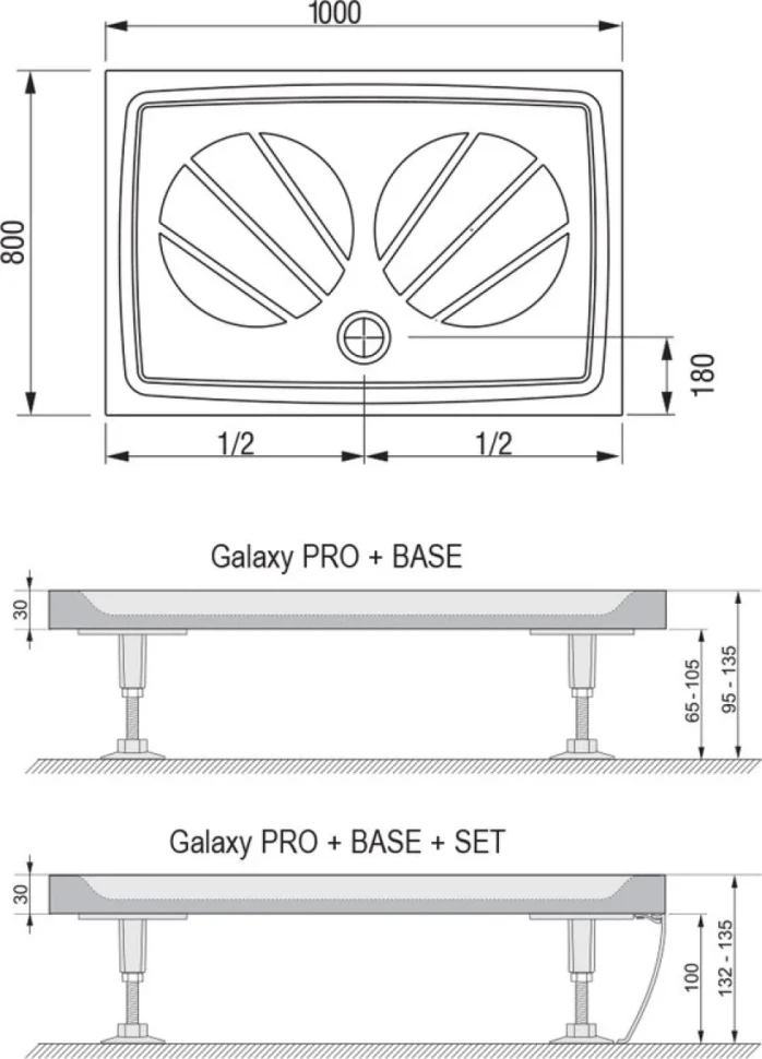 Поддон для душа Ravak Galaxy Pro Gigant Pro 100x80 с сифоном