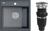 Комплект Мойка Paulmark Stepia + Step PM115051-DG+R375-BS графит + Измельчитель Bone Crusher BC 610-AS