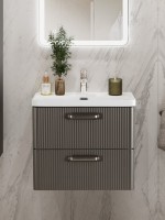 Тумба с раковиной BelBagno Due 50 ручки матовый атласный никель, оружейная сталь