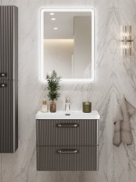 Тумба с раковиной BelBagno Due 50 ручки матовый атласный никель, оружейная сталь