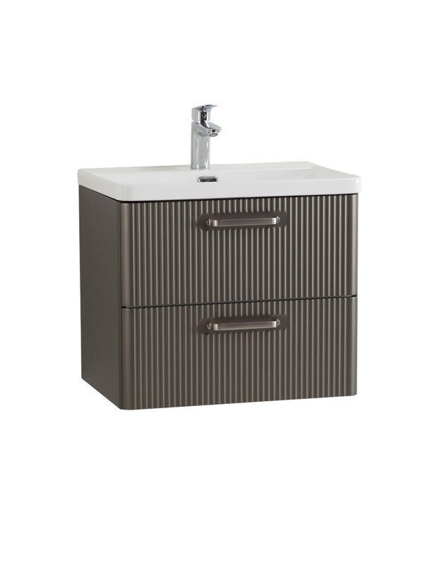 Тумба с раковиной BelBagno Due 50 ручки матовый атласный никель, оружейная сталь