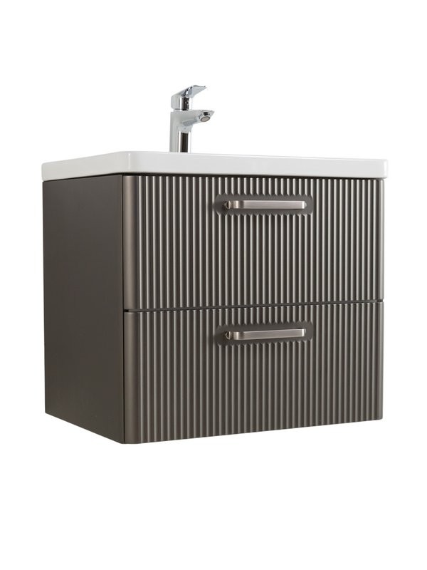 Тумба с раковиной BelBagno Due 50 ручки матовый атласный никель, оружейная сталь