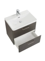 Тумба с раковиной BelBagno Due 50 ручки матовый атласный никель, оружейная сталь