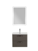 Тумба с раковиной BelBagno Due 50 ручки матовый атласный никель, оружейная сталь