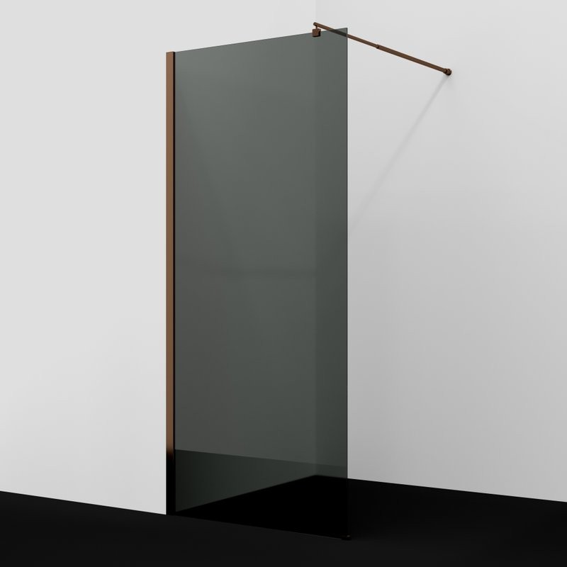 Душевая перегородка Wasserkraft Rur 30W 90 см, профиль розовое золото, стекло тонированное