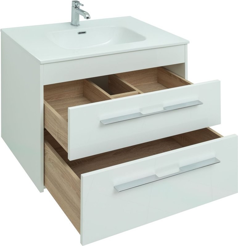 Тумба под раковину Aquanet Августа 80 белый глянец