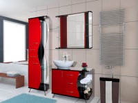 Тумба с раковиной Bellezza Рио 90 L красная с черным