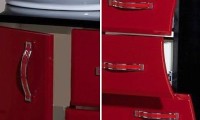 Тумба с раковиной Bellezza Рио 90 L красная с черным