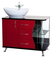 Тумба с раковиной Bellezza Рио 90 L красная с черным