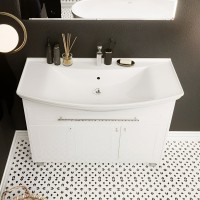 Мебель для ванной комнаты 1MarKa Lina classic new 105 белый глянец, с дверками и ящиком