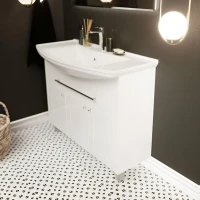 Мебель для ванной комнаты 1MarKa Lina classic new 105 белый глянец, с дверками и ящиком