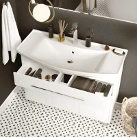 Мебель для ванной комнаты 1MarKa Lina classic new 105 белый глянец, с дверками и ящиком