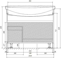 Мебель для ванной комнаты 1MarKa Lina classic new 105 белый глянец, с дверками и ящиком