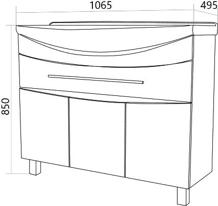 Мебель для ванной комнаты 1MarKa Lina classic new 105 белый глянец, с дверками и ящиком