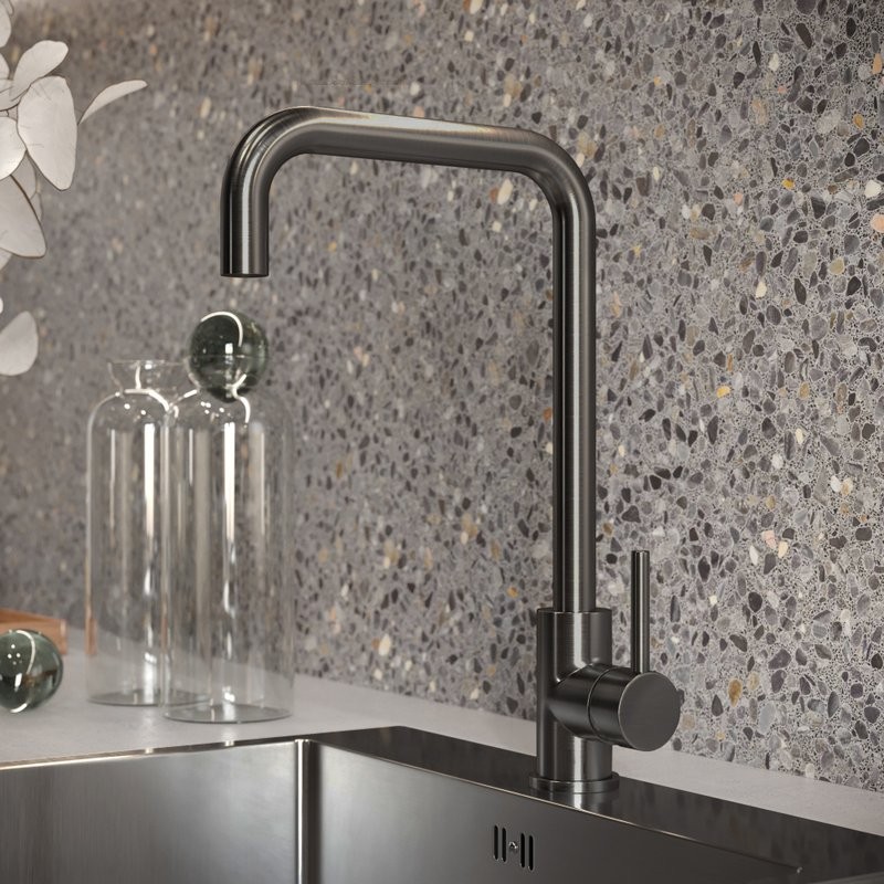 Смеситель для кухни Domaci Равенна DM-041022-GM вороненая сталь