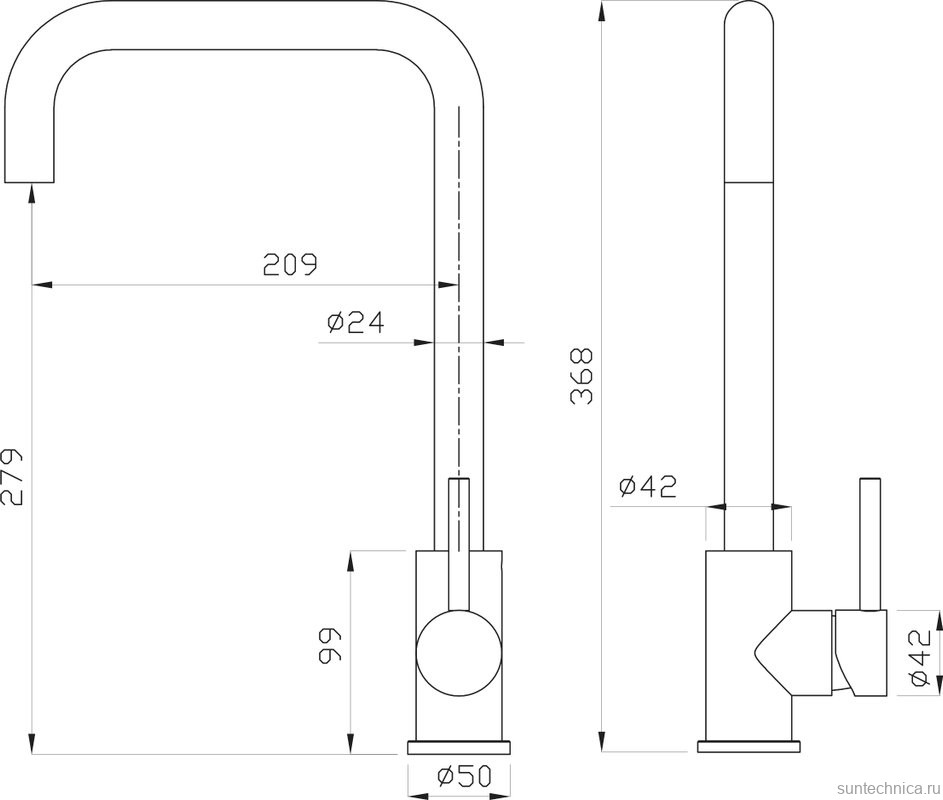 Смеситель для кухни Domaci Равенна DM-041022-GM вороненая сталь