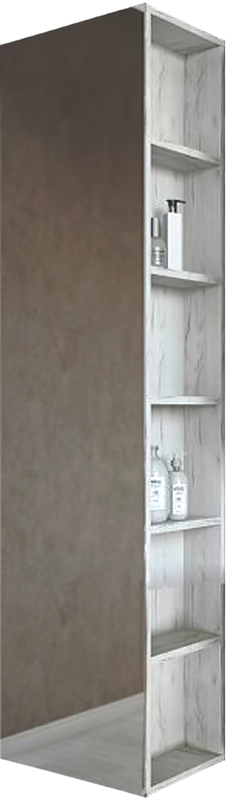 Шкаф пенал для ванной с зеркалом Sanflor Чикаго L, дуб крафт белый