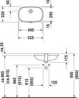 Мебельная раковина Duravit D-code 0338490000 встраиваемая Мебельная раковина Duravit D-code 0338490000 встраиваемая