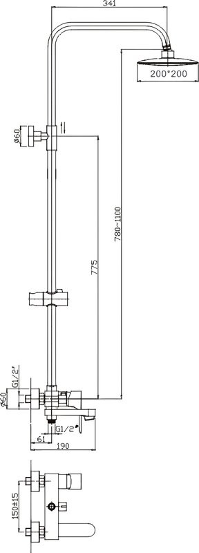 Душевая стойка Haiba HB2401 хром
