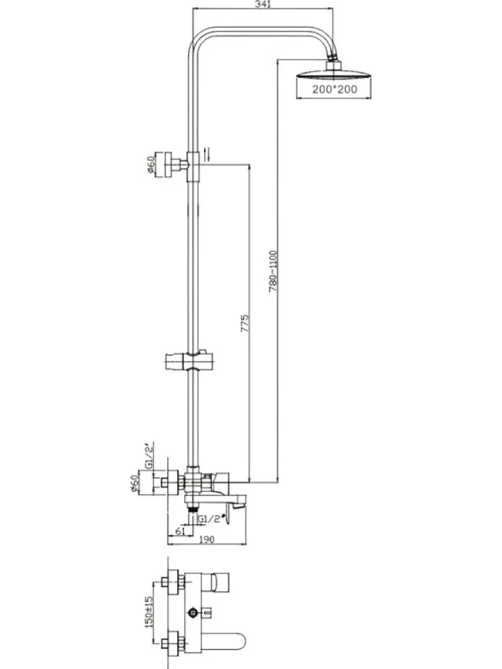 Душевая стойка Haiba HB2401 хром