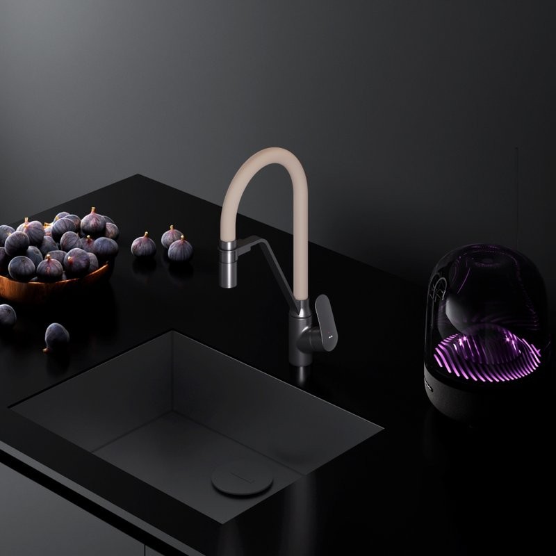 Смеситель для кухни AM.PM Like F8007826 с гибким изливом, бежевый