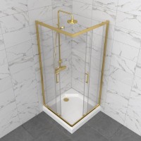 Душевой уголок Triton Фикс Голд Щ0000077403 90х90 см с поддоном, профиль матовое золото