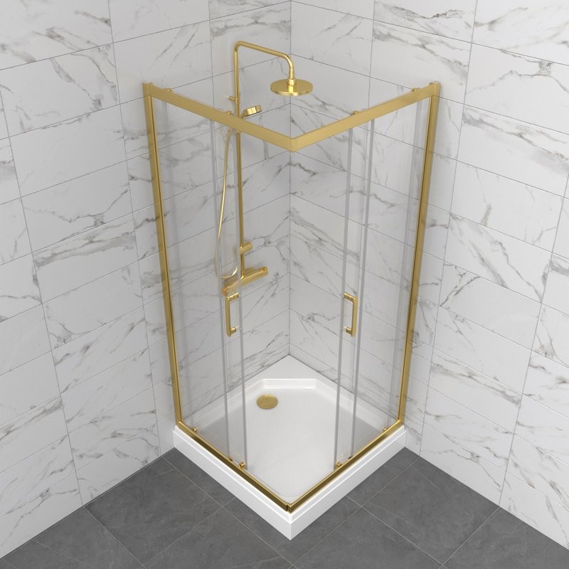 Душевой уголок Triton Фикс Голд Щ0000077403 90х90 см с поддоном, профиль матовое золото