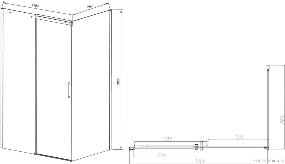 Душевой уголок Vincea Dice VSR-4D8013CLB 130х80 см, профиль черный