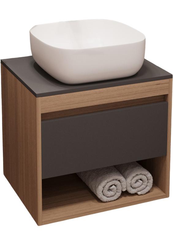 Тумба с раковиной Teymi Ritta 55 дуб эврика, матовый графит, раковина Solli 41