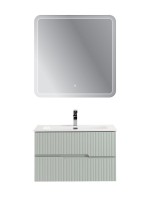 Тумба с раковиной Cezares Duet-n 80 подвесная, 2 ящика, жемчужная зеленая
