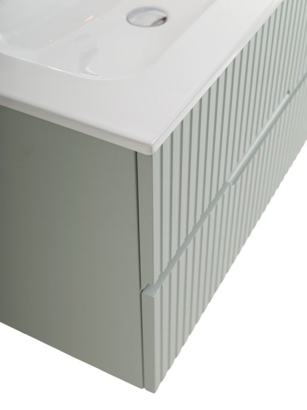 Тумба с раковиной Cezares Duet-n 80 подвесная, 2 ящика, жемчужная зеленая