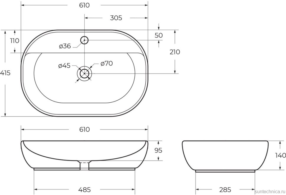 Накладная раковина BelBagno BB1346 накладная