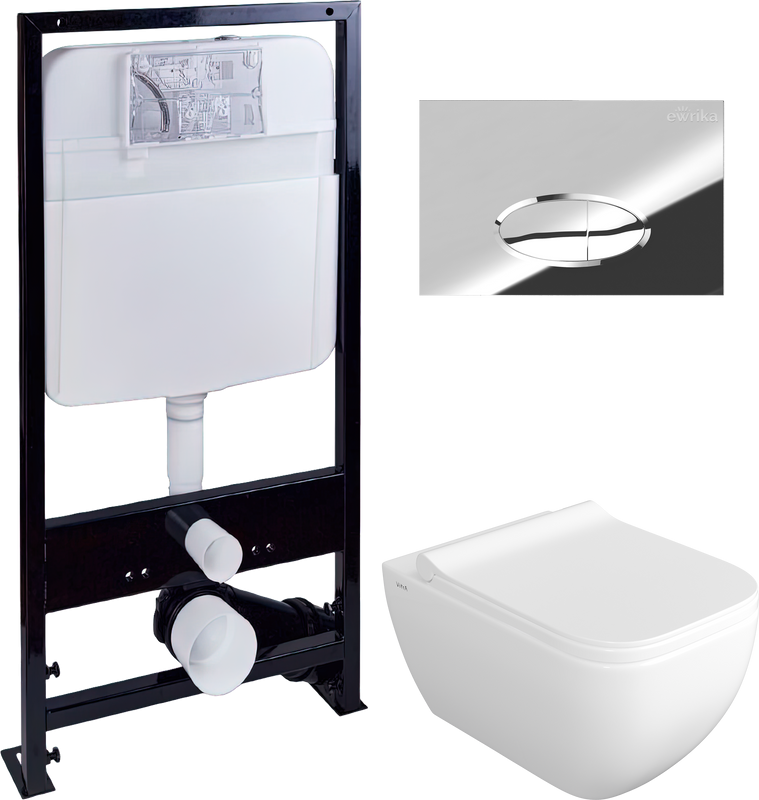 Комплект Унитаз подвесной VitrA Shift 7742B003-0075 белый глянцевый + Крышка DIWO Шифт 0405 быстросъемное, с микролифтом + Инсталляция EWRIKA ProLT 0026-2020 + Кнопка 0051 хром