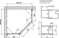 Душевой уголок Vegas Glass AFA-Pen TUR NOVO h1890 90 05 01 R профиль бронза, стекло прозрачное