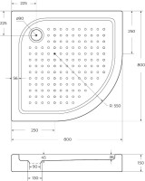 Поддон для душа BelBagno Tray 80х80 R550 с сифоном