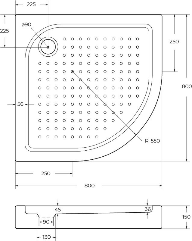 Поддон для душа BelBagno Tray 80х80 R550 с сифоном