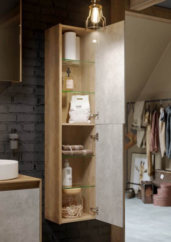 Шкаф-пенал для ванной Aqwella 5 stars Mobi 35 дуб балтийский, без дверок