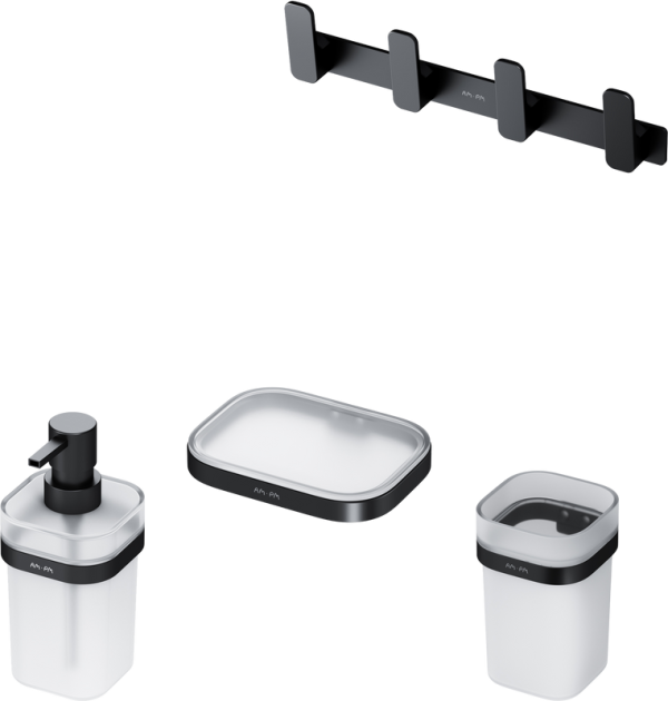 Стакан AM.PM Func A8F34322 черный + Мыльница AM.PM Func A8F34222 черная + Дозатор AM.PM Func A8F36922 черный + Крючок AM.PM Func A8F35922 черный