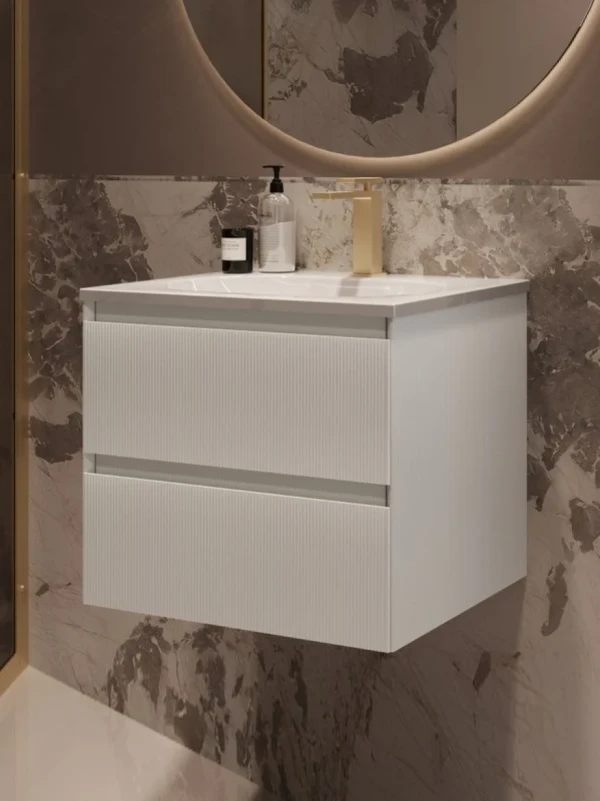 Тумба с раковиной Vincea Welle 60 m.white soft-touch, раковина VCB-4H600W белая