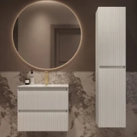 Тумба с раковиной Vincea Welle 60 m.white soft-touch, раковина VCB-4H600W белая