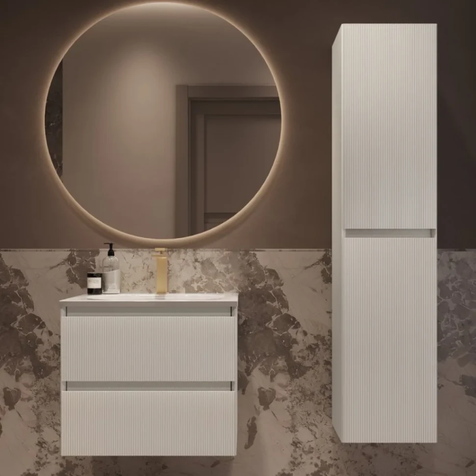 Тумба с раковиной Vincea Welle 60 m.white soft-touch, раковина VCB-4H600W белая