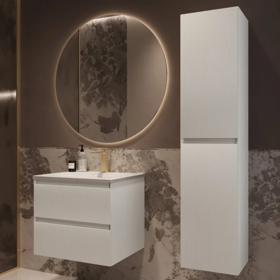 Тумба с раковиной Vincea Welle 60 m.white soft-touch, раковина VCB-4H600W белая