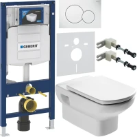Комплект Унитаз подвесной Roca Dama senso + Крышка Dama Senso ZRU9000040 + Инсталляция Geberit Duofix UP 320 111.300.00.5 + Кнопка Sigma 01 115.770.11.5 белая + Крепления 111.815.00.1 к стене + Звукоизоляция