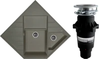 Комплект Мойка Florentina Бомбей черная + Измельчитель Bone Crusher BC 810-SL Slim Line