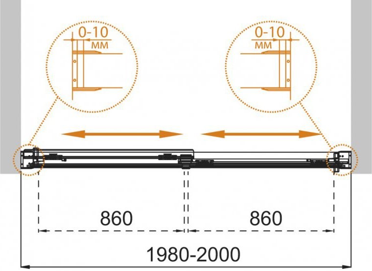 Шторка на ванну Cezares Tandem Soft VF 2 200/145 C Cr IV стекло прозрачное