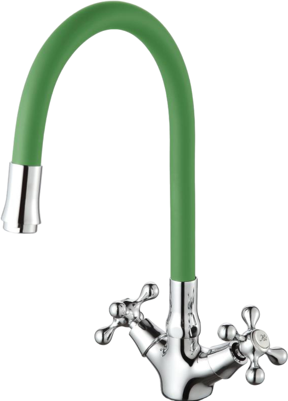 Смеситель для кухни D-lin D153810-5 с гибким изливом, зеленый
